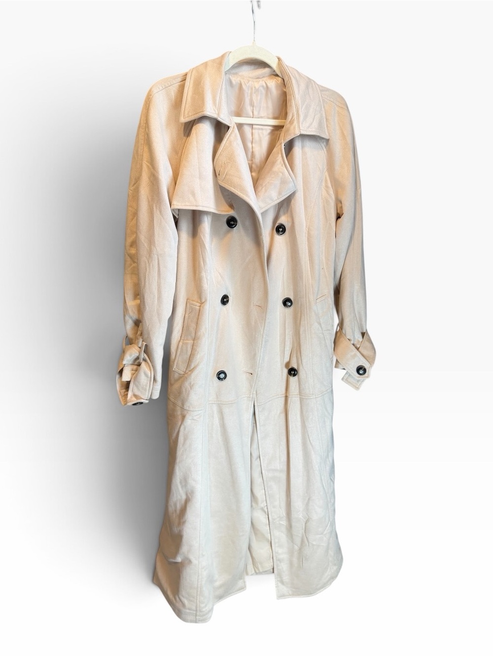 Women's Double-Breasted Trench Coat in Light Beige